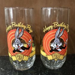Vintage Bugs Bunny 50th Birthday Glasses