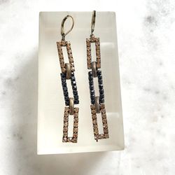 Vintage Crystal Link long earrings Jewelry 