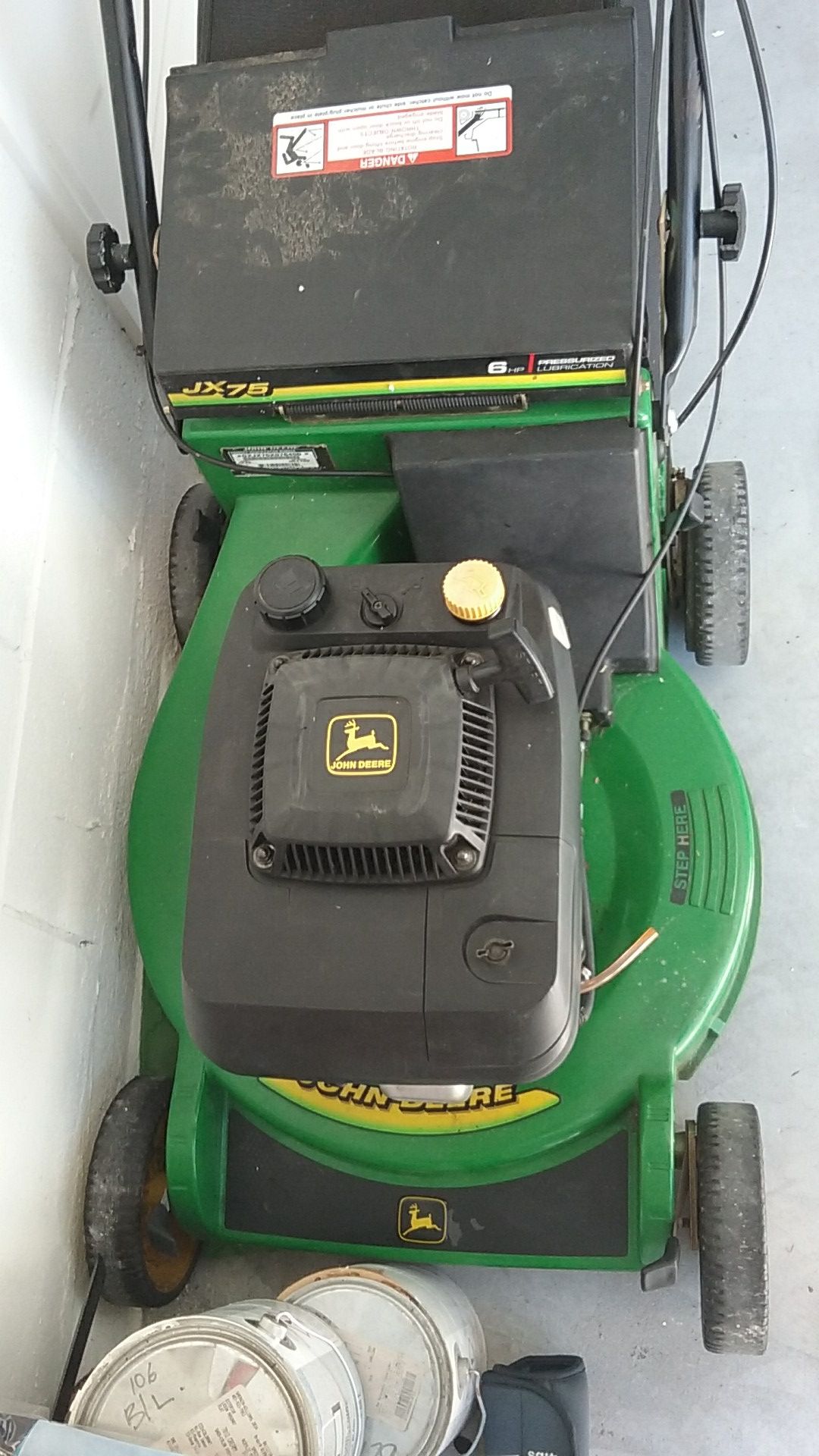 Lawn mower John Deer model JX75 NOTE: unable to start. First $100.00 takes it no low ballers please.