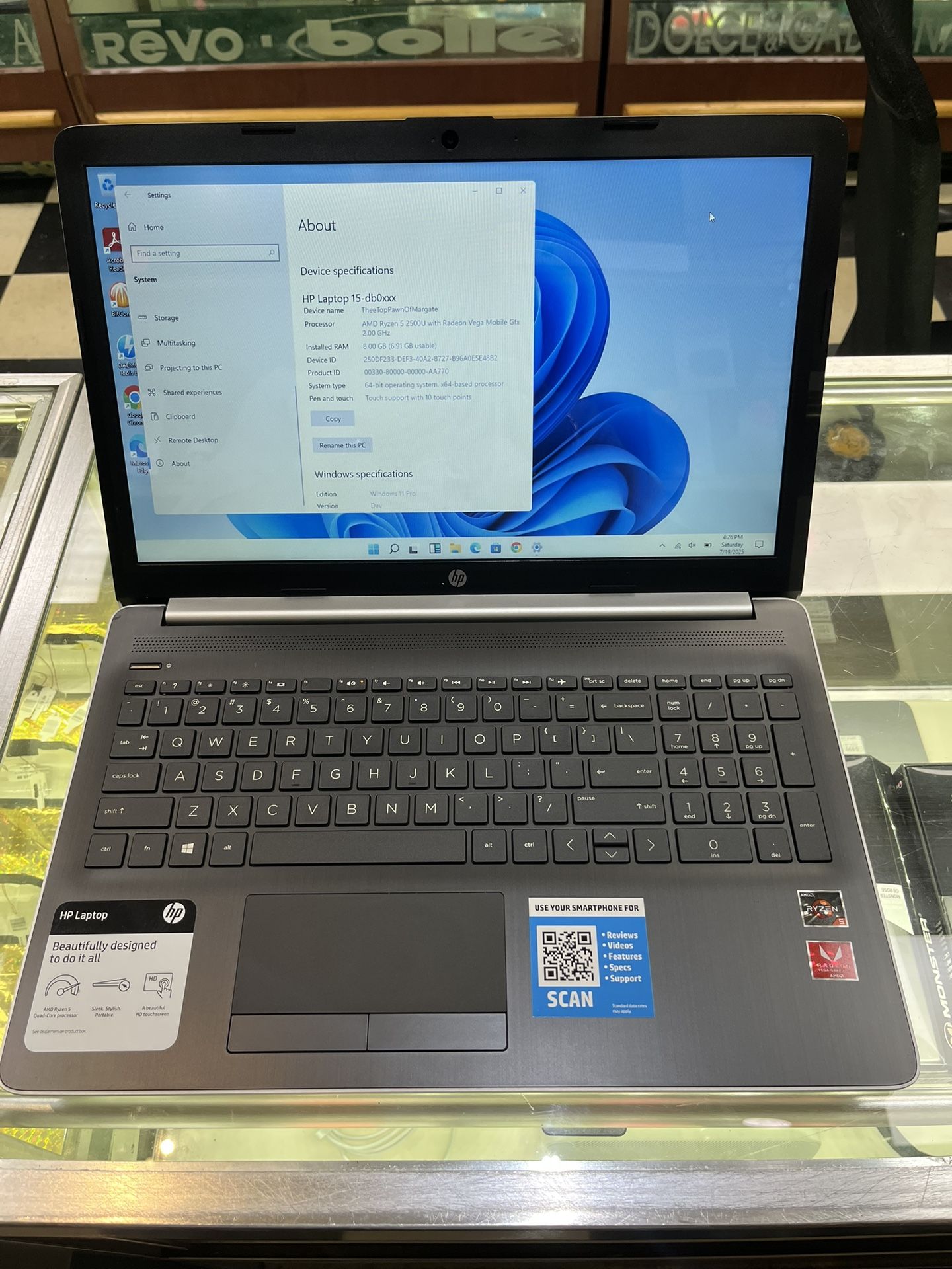 Hewlett Packard 15” Touchscreen Laptop Windows 11 Pro 
