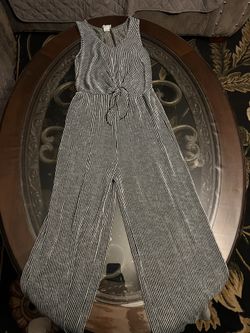 Black & White Pinstripe Wide-Leg Jumpsuit Size Small