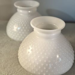 Two Milk Glass Hobnail Lampshades. Vintage Beautiful