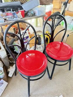 Used Red and Black Metal Chairs for Sale