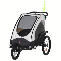 Aosom Bike Trailer for Kids 3 In1 Foldable Child Jogger Stroller Baby Stroller Transport Carrier with Shock Absorber System Rubber Tires Adjustable Ha