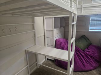 2 like new white loft beds