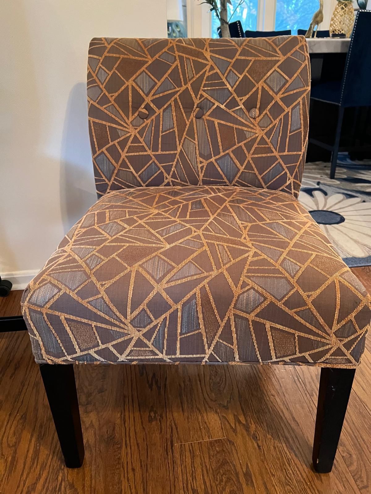 Armless Accent Chair with Geometric Pattern Upholstery