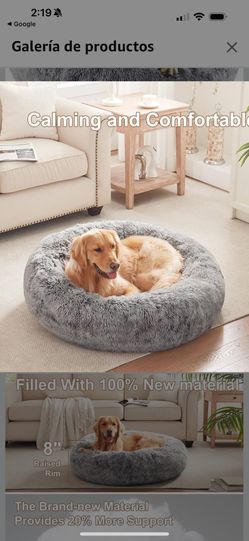 Size XL (31"/80cm) mr Fluffy Friend Anti-Anxiety Dog Bed Original Give your dog the gift of comfort with this luxurious plush bed. The tan color blen
