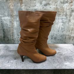 Cathy Jean Tan/Brown Leather Slouch Boots