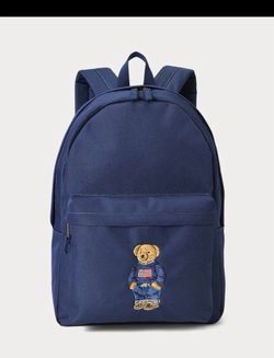 Polo Ralph Lauren Polo Bear Embroidered Varsity Backpack Navy Blue new