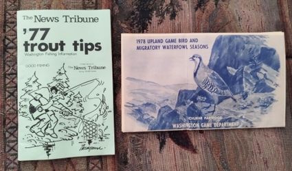 Vintage 1977 Trout Fishing Guide/1978 Washington Upland Game Bird Season chart