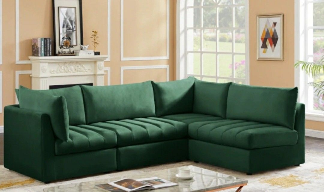 Jacob Velvet Green Modular Sectional