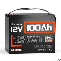 Humsienk 12V 100Ah Group 24 LiFePO4 Battery Drop-in Replacement for RVs