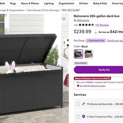 Waterproof Storage Chest - Balconera 260-gallon deck box