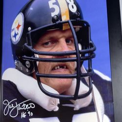 Framed Jack Lambert Pittsburgh Steelers Autographed with "HOF 90" Inscription