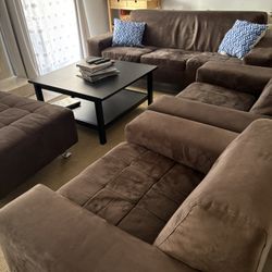 Brown Suede Living Room Furniture Set
