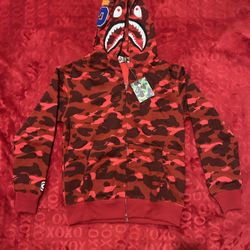 Red Full Body Bape Zip Up Hoodie. 