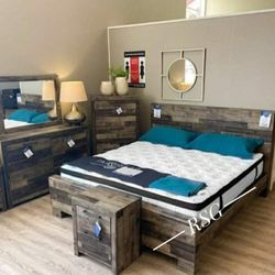 Benchcraft Furniture Derekson Queen Bed Frame, Dresser, Nightstand, Mirror 🌟No Needed Credit Check ⚡ $39 Down Payment with Financing
2034