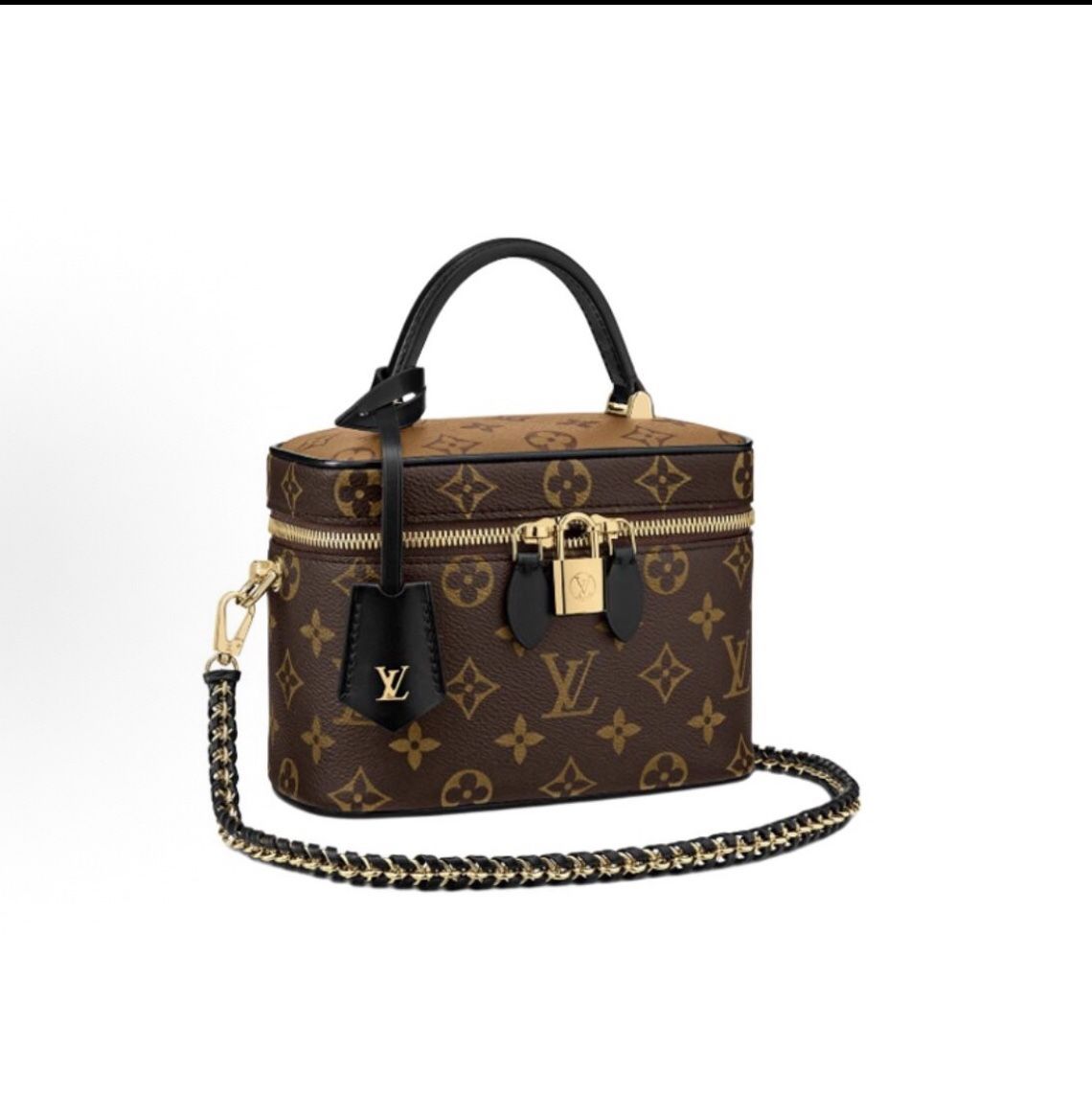 LOUIS VUITTON Vanity All-match Portable Old Flower Chain Coated Canvas Calfskin Trim Dressing Bag Handbag Single Shoulder Crossbody Makeup(652)48