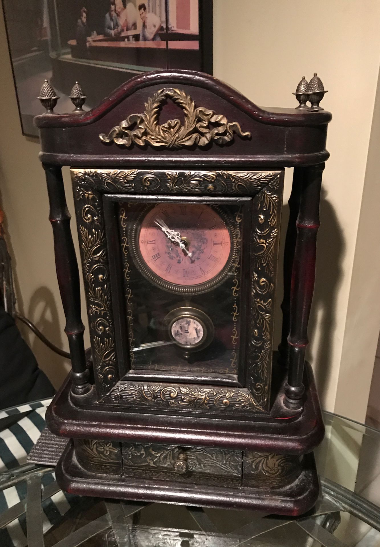 12x19 clock with stand - antique