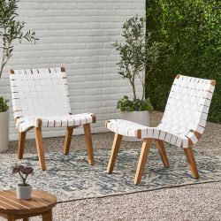 Woven Strap Lounge Chairs Set of 2
