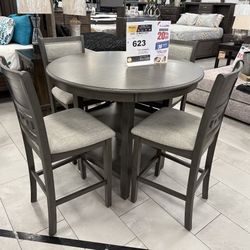 5PC Counter Height Dining Set - Table, 2 Chairs  &  2 Barstools
