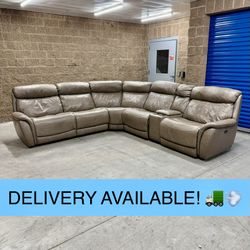 Tan Real Leather 6-Piece Power Reclining L Sectional Couch Sofa (DELIVERY AVAILABLE! 🚛💨)