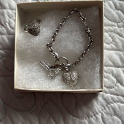 Silver And Crystal Ring And Bracelet