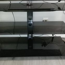 Glass TV Stand, Black, 21x44