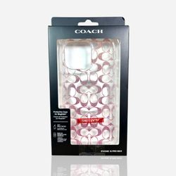 Coach Protective Clear Case for MagSafe IPhone 16 Pro Max Signature Pink