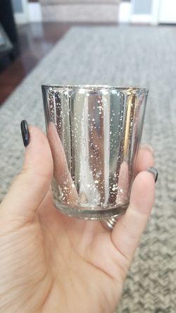 Silver mercury glass votive holder set of 6