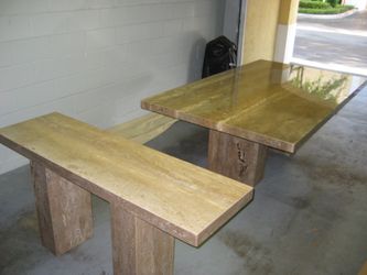 Italian Travertine Table and Console