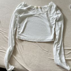 Made in Korea white long sleeve crop top