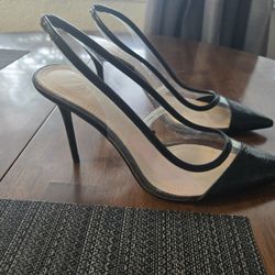 Zara New Black And Clear Elegant Stiletto Shoes Size US 9, EUR 39