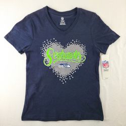 Seahawks Girls Shirt Silver Heart S, M, L - $14