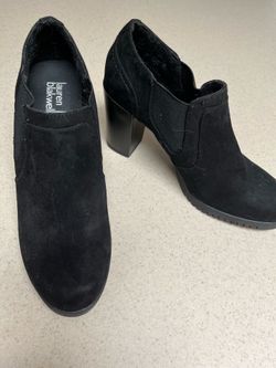 Black suede slip on heals