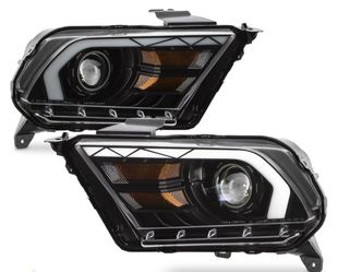 10-14 Ford Mustang Black Projector LED Strip Headlights