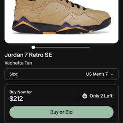 Size 7y JORDAN RETRO  7s Vachetta Tan