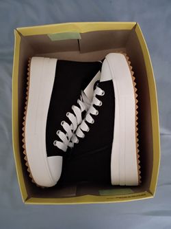 Black Platform Sneakers with White Laces