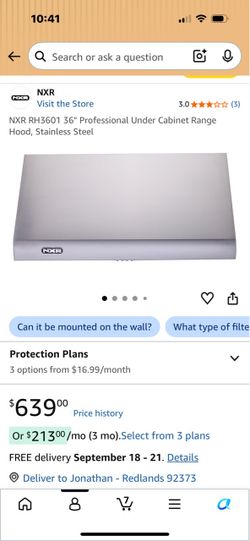 Stainless steel NXR RH3601 36-inch professional under cabinet range hood