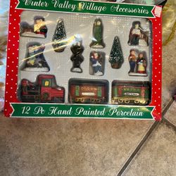 12 piece handpainted porcelain Winter Valley Village