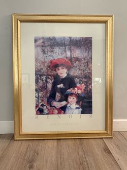 Large 26x32 Framed Renoir "Two Sisters (On the Terrace)" Art Print