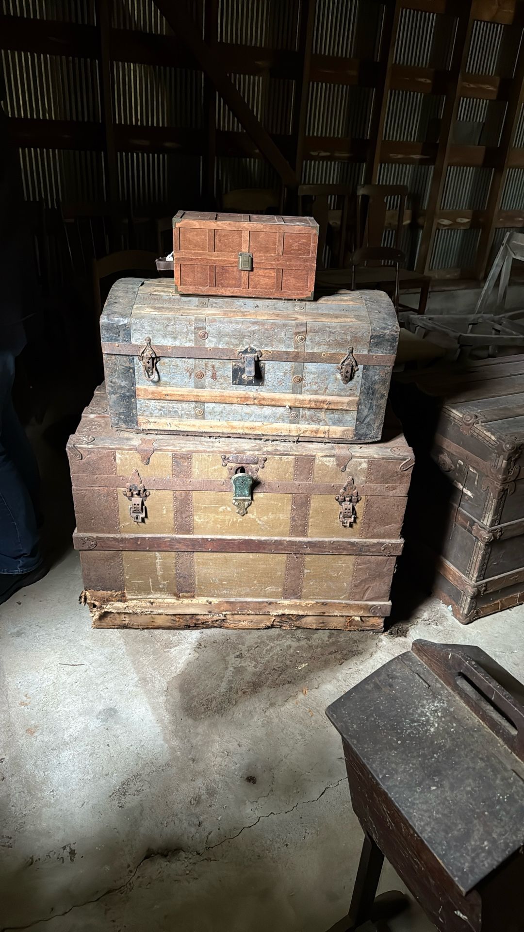 2 antique trunks 