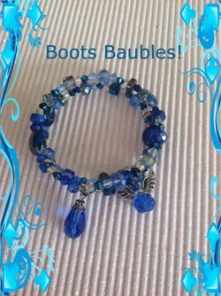 Imperial jasper and crystal memory wrap bracelet