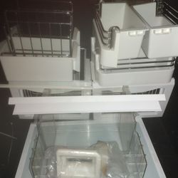 Jenn Air Fridge Parts-storage shelves,crisper drawers, door bins, and filtered water/ice dispensor