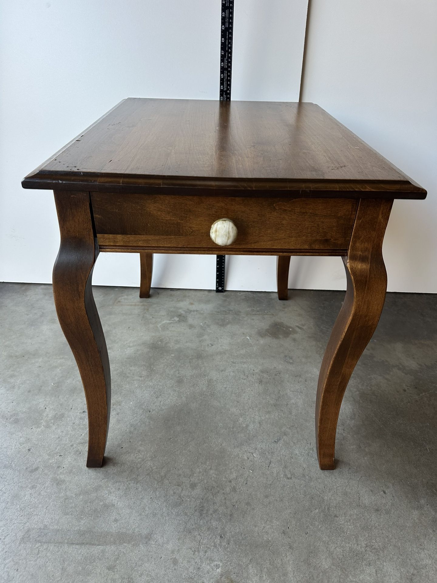 Vintage French Provincial Farmhouse Style Solid Wood End Table With Drawer