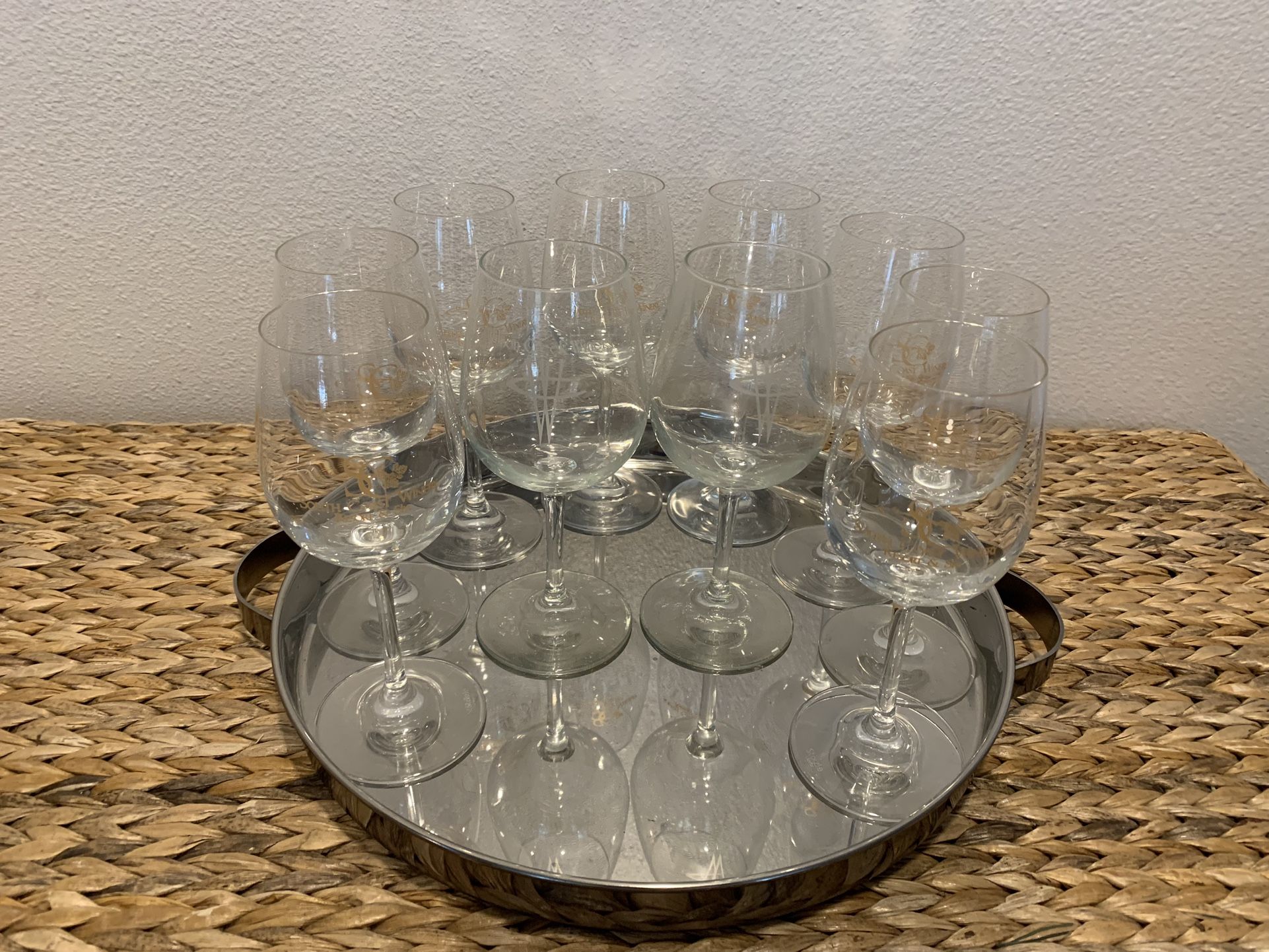 South Coast Winery Resort & Spa / Wilson Creek Winery Wine Glasses on a Silver Trey