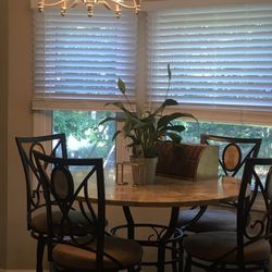 5 Piece Marble Bar Height Table Set 