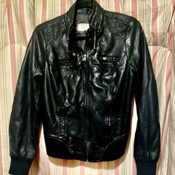 Womens Vintage Black Leather Like Jacket Size M/M