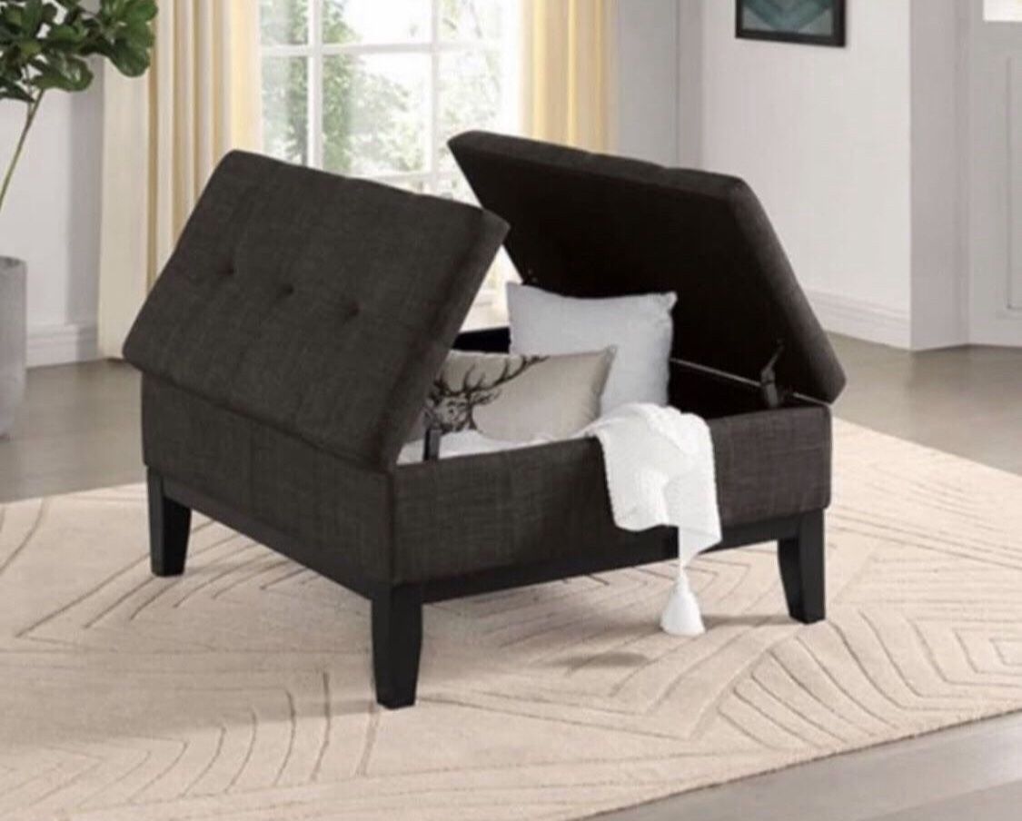 New Dark Gray Storage Ottoman Clearance Price While Supplies Last