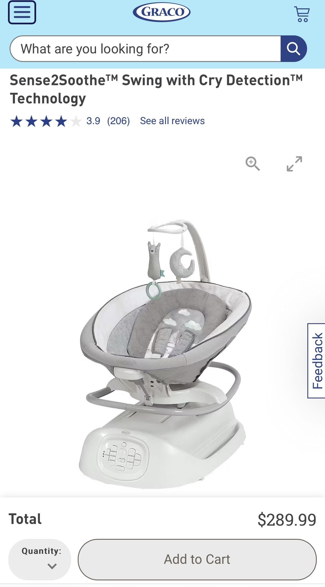 Graco Sense2Soothe Swing with Cry Detection